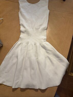 Issa London Sleeveless White Knit Fit-and-Flare Dress